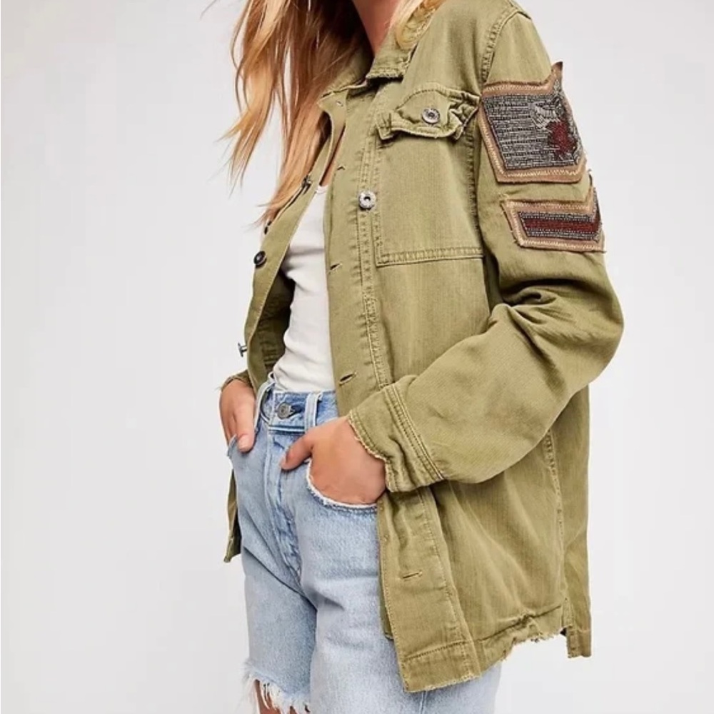 Free People Embellished Military Jacket